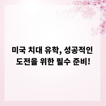 미국 치대 유학, 성공적인 도전을 위한 필수 준비!
