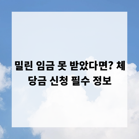밀린 임금 못 받았다면? 체당금 신청 필수 정보