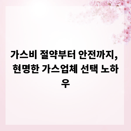 가스비 절약부터 안전까지, 현명한 가스업체 선택 노하우