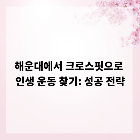 해운대에서 크로스핏으로 인생 운동 찾기: 성공 전략