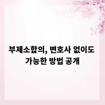 부제소합의, 변호사 없이도 가능한 방법 공개