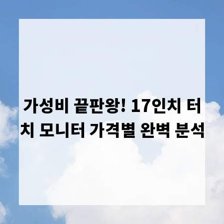 가성비 끝판왕! 17인치 터치 모니터 가격별 완벽 분석