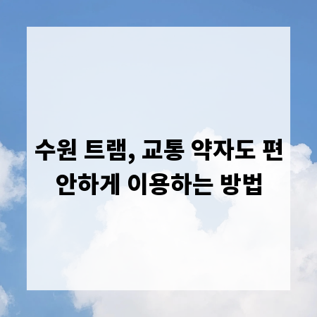 수원 트램, 교통 약자도 편안하게 이용하는 방법