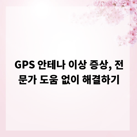 GPS 안테나 이상 증상, 전문가 도움 없이 해결하기