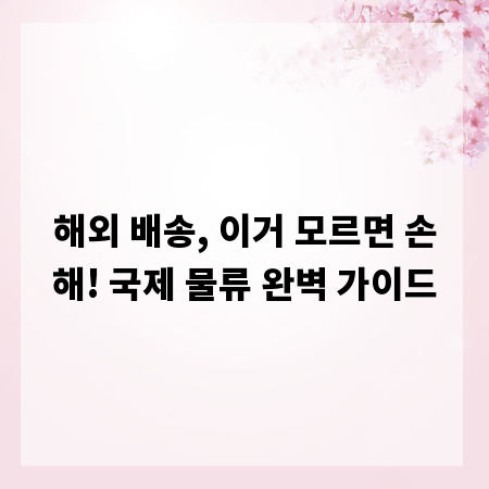 해외 배송, 이거 모르면 손해! 국제 물류 완벽 가이드