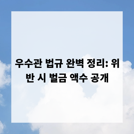 우수관 법규 완벽 정리: 위반 시 벌금 액수 공개