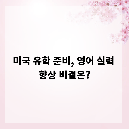 미국 유학 준비, 영어 실력 향상 비결은?