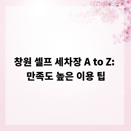 창원 셀프 세차장 A to Z: 만족도 높은 이용 팁