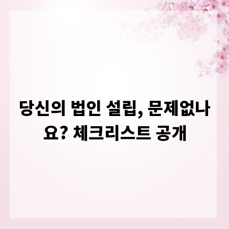 당신의 법인 설립, 문제없나요? 체크리스트 공개