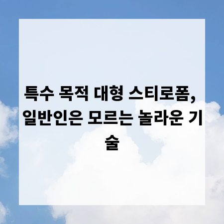특수 목적 대형 스티로폼, 일반인은 모르는 놀라운 기술