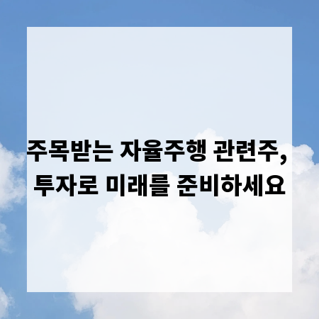 주목받는 자율주행 관련주, 투자로 미래를 준비하세요