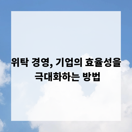 위탁 경영, 기업의 효율성을 극대화하는 방법