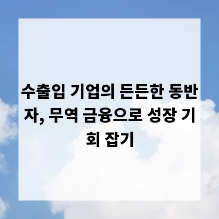 수출입 기업의 든든한 동반자, 무역 금융으로 성장 기회 잡기