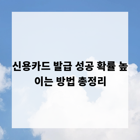 신용카드 발급 성공 확률 높이는 방법 총정리