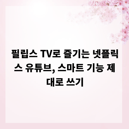 필립스 TV로 즐기는 넷플릭스 유튜브, 스마트 기능 제대로 쓰기