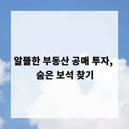 알뜰한 부동산 공매 투자, 숨은 보석 찾기