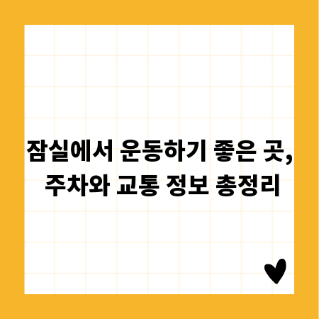 잠실에서 운동하기 좋은 곳, 주차와 교통 정보 총정리