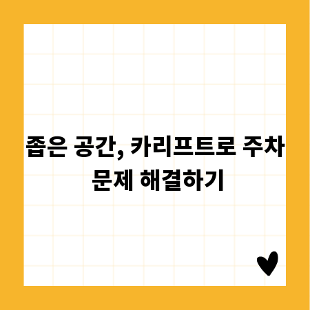 좁은 공간, 카리프트로 주차 문제 해결하기