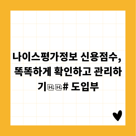 나이스평가정보 신용점수, 똑똑하게 확인하고 관리하기

# 도입부