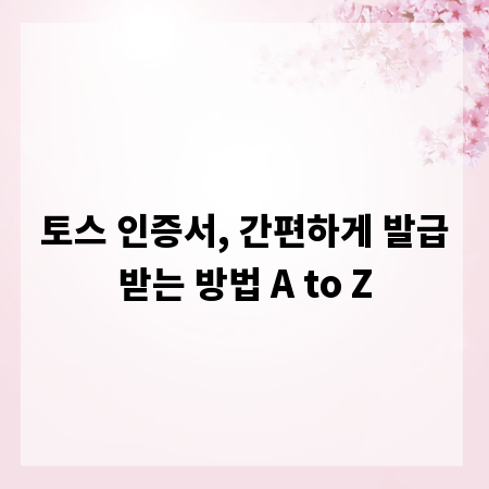 토스 인증서, 간편하게 발급받는 방법 A to Z