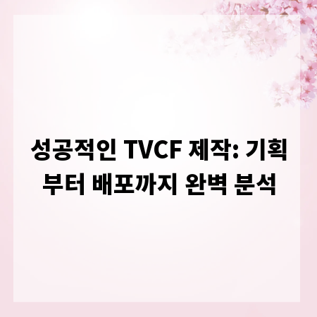 성공적인 TVCF 제작: 기획부터 배포까지 완벽 분석