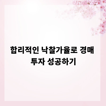 합리적인 낙찰가율로 경매 투자 성공하기
