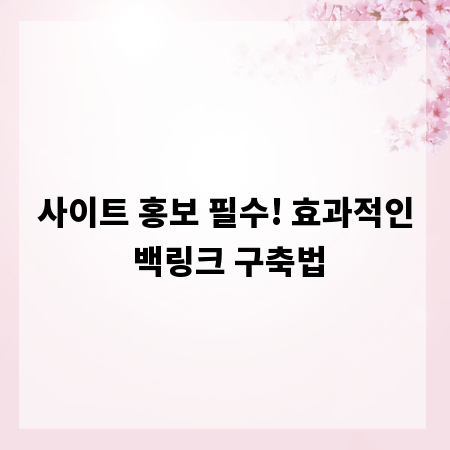 사이트 홍보 필수! 효과적인 백링크 구축법