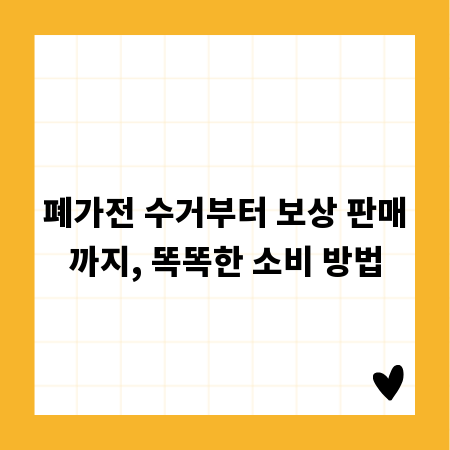 폐가전 수거부터 보상 판매까지, 똑똑한 소비 방법
