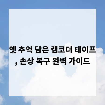 옛 추억 담은 캠코더 테이프, 손상 복구 완벽 가이드