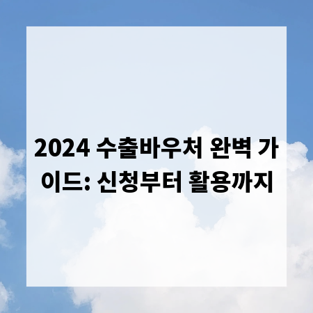 2024 수출바우처 완벽 가이드: 신청부터 활용까지