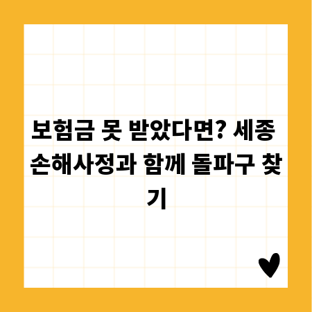 보험금 못 받았다면? 세종 손해사정과 함께 돌파구 찾기