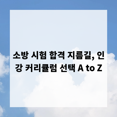 소방 시험 합격 지름길, 인강 커리큘럼 선택 A to Z