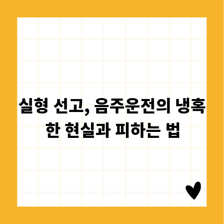 실형 선고, 음주운전의 냉혹한 현실과 피하는 법