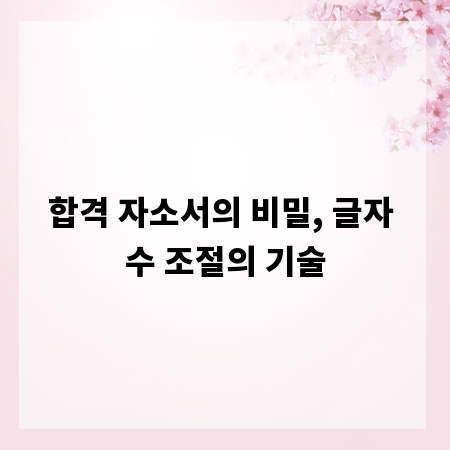 합격 자소서의 비밀, 글자 수 조절의 기술