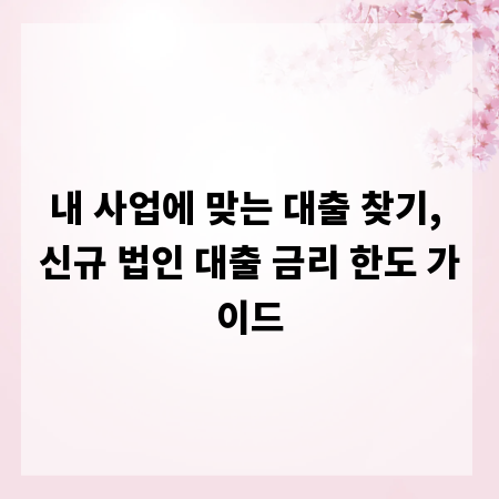 내 사업에 맞는 대출 찾기, 신규 법인 대출 금리 한도 가이드