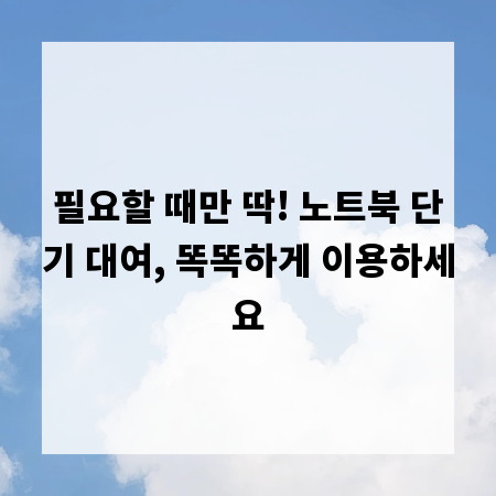 필요할 때만 딱! 노트북 단기 대여, 똑똑하게 이용하세요