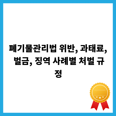 폐기물관리법 위반, 과태료, 벌금, 징역 사례별 처벌 규정