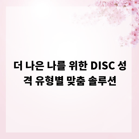 더 나은 나를 위한 DISC 성격 유형별 맞춤 솔루션