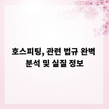 호스피팅, 관련 법규 완벽 분석 및 실질 정보