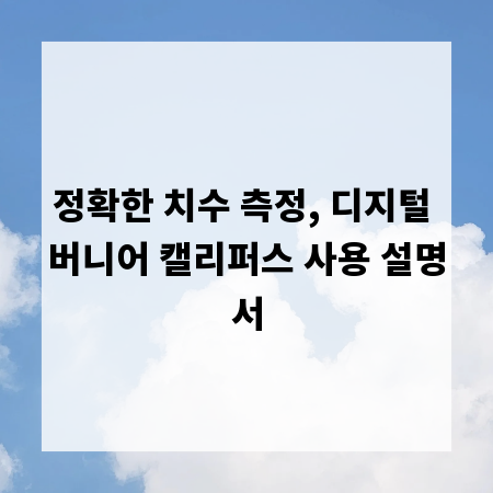 정확한 치수 측정, 디지털 버니어 캘리퍼스 사용 설명서