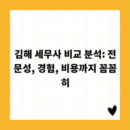 김해 세무사 비교 분석: 전문성, 경험, 비용까지 꼼꼼히
