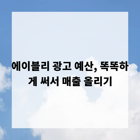 에이블리 광고 예산, 똑똑하게 써서 매출 올리기