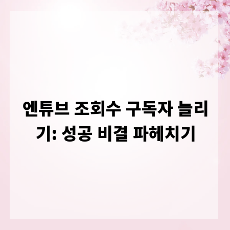 엔튜브 조회수 구독자 늘리기: 성공 비결 파헤치기