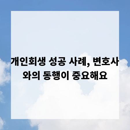 개인회생 성공 사례, 변호사와의 동행이 중요해요