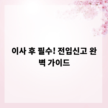 이사 후 필수! 전입신고 완벽 가이드