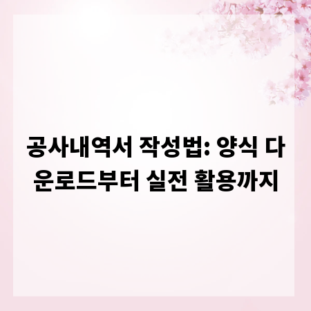 공사내역서 작성법: 양식 다운로드부터 실전 활용까지
