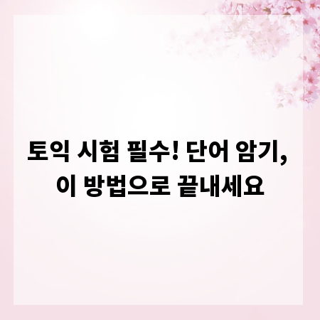 토익 시험 필수! 단어 암기, 이 방법으로 끝내세요