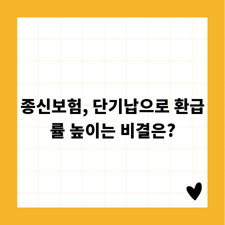 종신보험, 단기납으로 환급률 높이는 비결은?