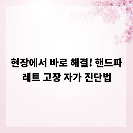 현장에서 바로 해결! 핸드파레트 고장 자가 진단법