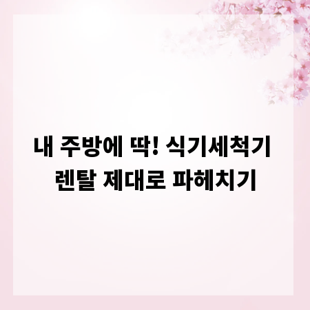 내 주방에 딱! 식기세척기 렌탈 제대로 파헤치기